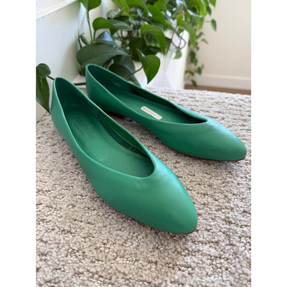 Y2K Brass Plum Green Leather Ballet Flats Made in Brazil Color Pop 7.5 N VINTAGE